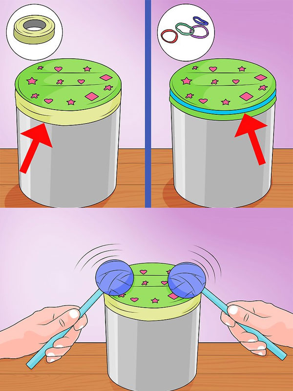 کاردستی طبل با قوطی 